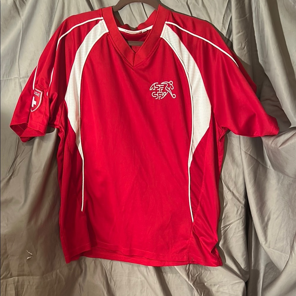 Switzerland Red Soccer Jersey with White Accents